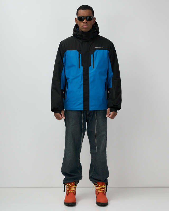 Горнолыжная куртка мужская зимняя голубого цвета 7612Gl