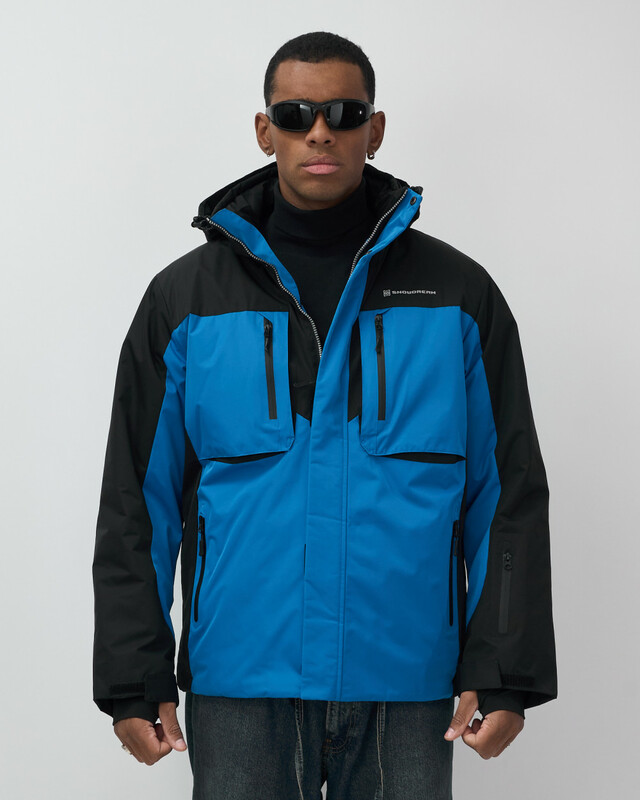 Горнолыжная куртка мужская зимняя голубого цвета 7616Gl