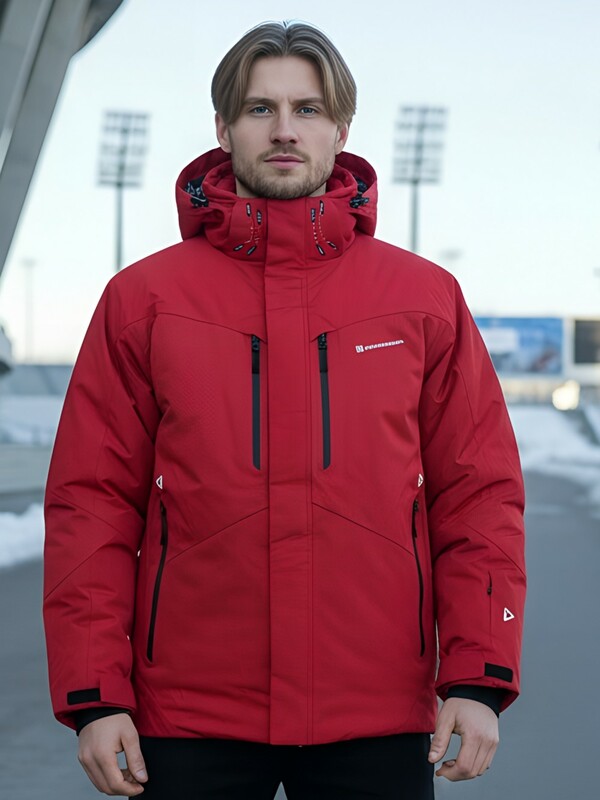 Горнолыжная куртка мужская зимняя красного цвета 88006Kr