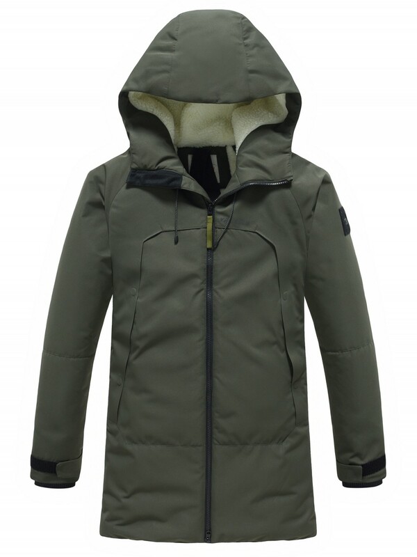Парка зимняя мужская с капюшоном цвета хаки 9533-1Kh