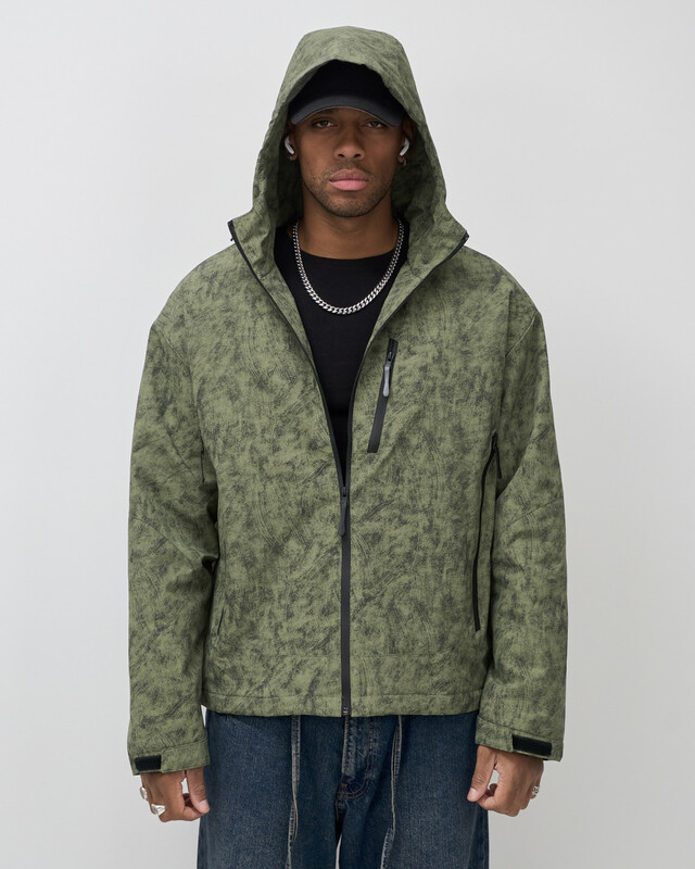 Куртка спортивная мужская весна осень цвета хаки 25470Kh