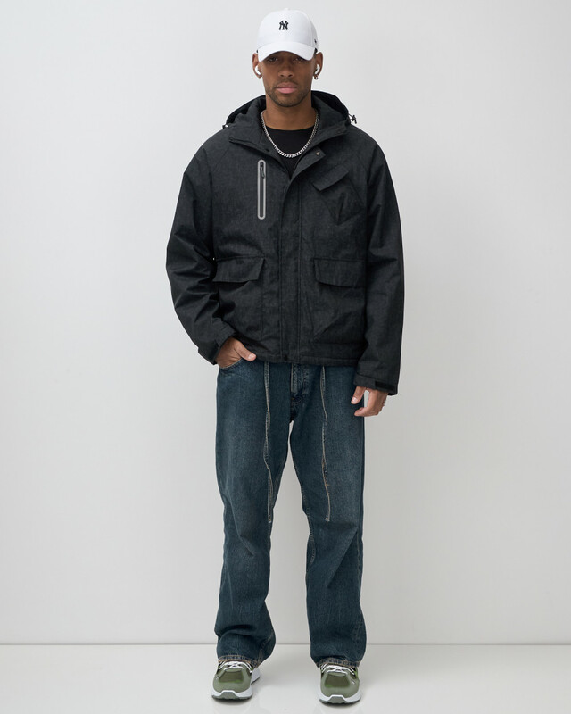 Куртка спортивная мужская весна осень черного цвета 25471Ch