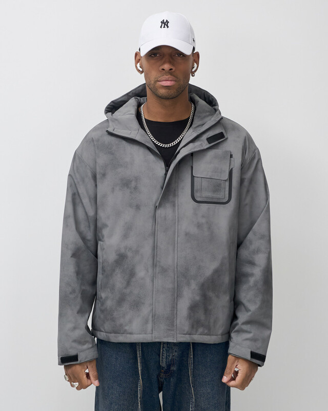 Куртка спортивная мужская весна осень серого цвета 25473Sr