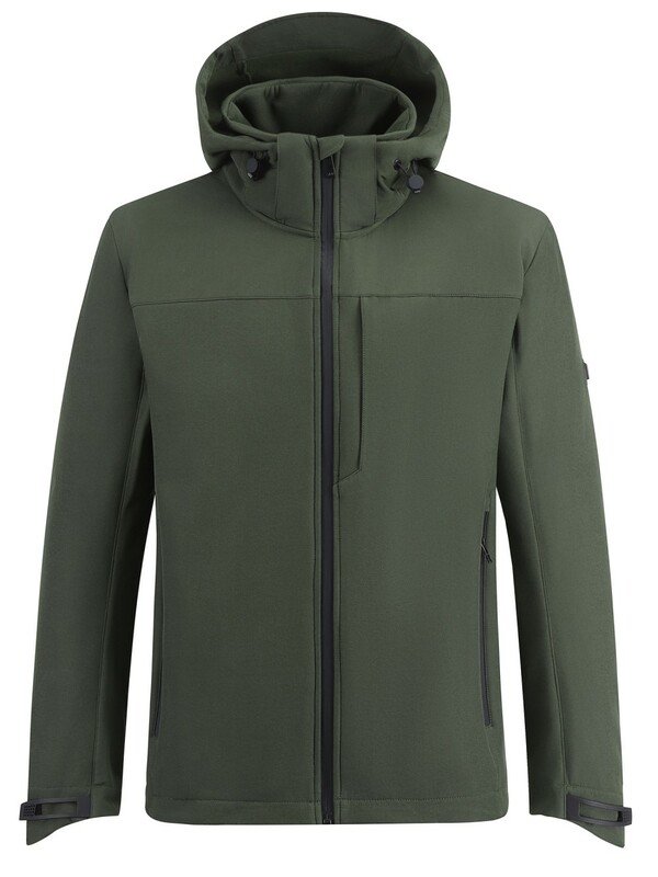 Ветровка мужская софтшелл виндстоппер с капюшоном спортивная цвета хаки 9615_1Kh