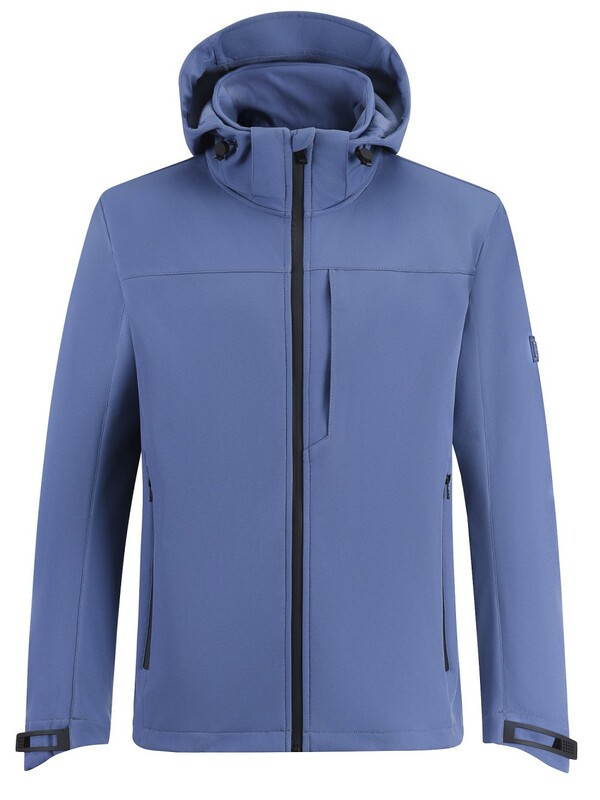 Ветровка мужская софтшелл виндстоппер с капюшоном спортивная синего цвета 9615_1S