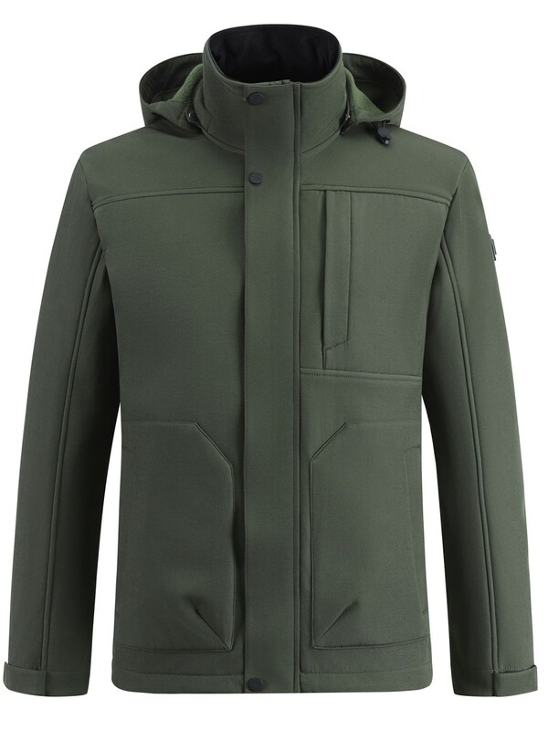 Ветровка мужская софтшелл виндстоппер с капюшоном спортивная цвета хаки 9617_1Kh