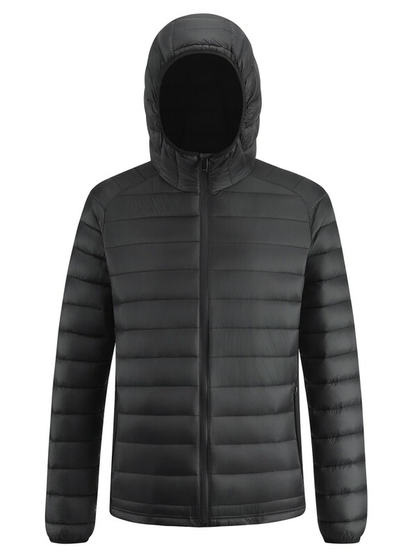 Куртка мужская гибридная стёганая с капюшоном с графеновой подкладкой черного цвета 9621_1Ch