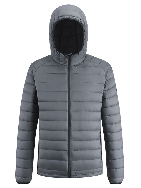 Куртка мужская гибридная стёганая с капюшоном с графеновой подкладкой темно-серого цвета 9621_1TC