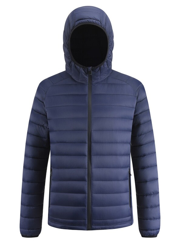 Куртка мужская гибридная стёганая с капюшоном с графеновой подкладкой темно-синего цвета 9621_1TS