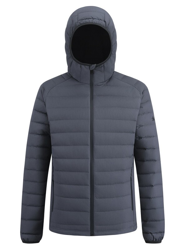 Куртка мужская стёганая с капюшоном с графеновой подкладкой темно-серого цвета 9623_1TC