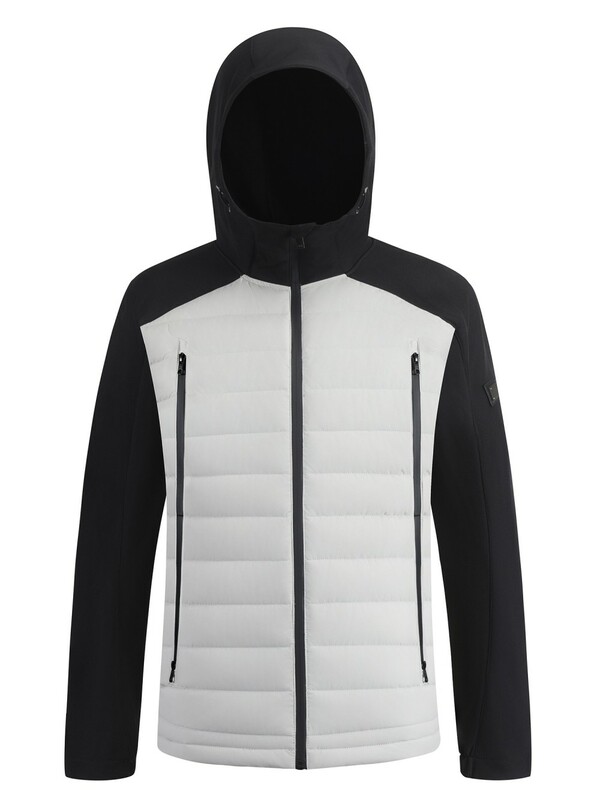 Куртка мужская гибридная стёганая с капюшоном с графеновой подкладкой бежевого цвета 9627_1B