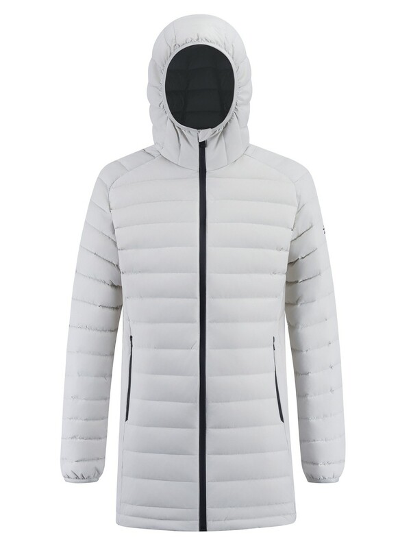 Куртка мужская удлинённая стёганая с капюшоном и графеновой подкладкой бежевого цвета 9629_1B