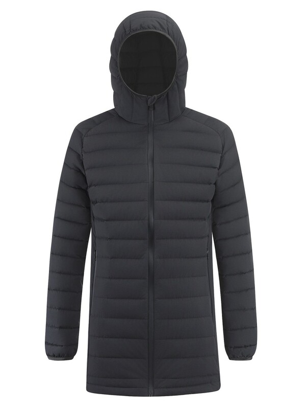 Куртка мужская удлинённая стёганая с капюшоном и графеновой подкладкой черного цвета 9629_1Ch