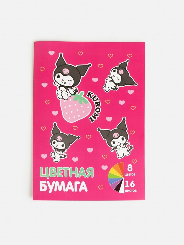 Бумага цветная, немелованная, 16л, 8цв Strak