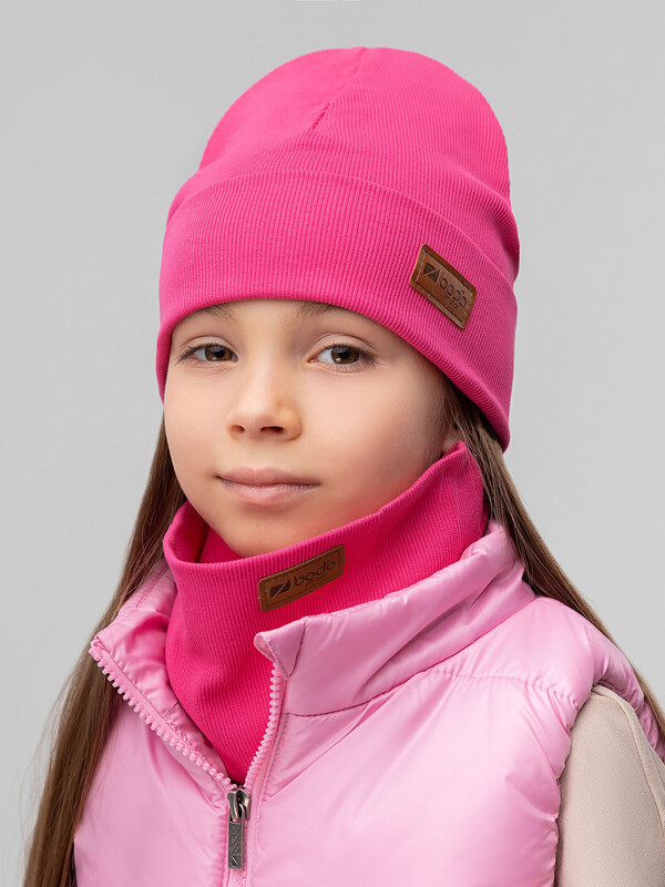 Комплект (шапка, снуд) с кожзам нашивкой