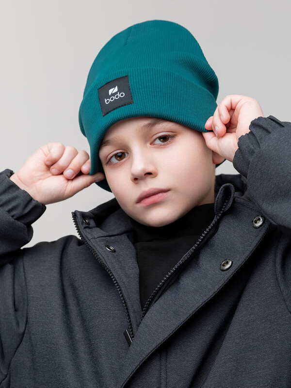 Шапка двойная в рубчик