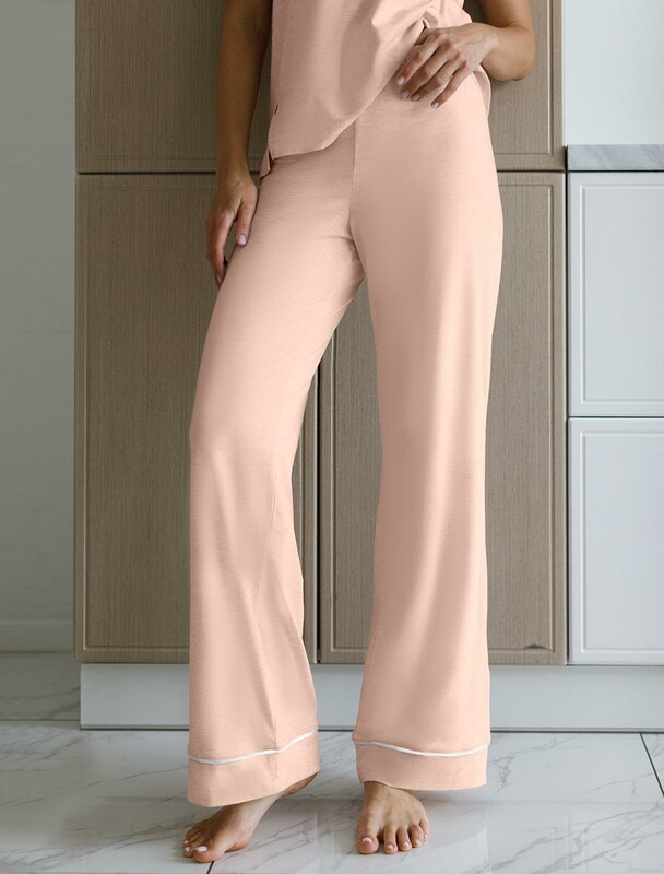 Прямые брюки из эластичного хлопка с контрастным кантом