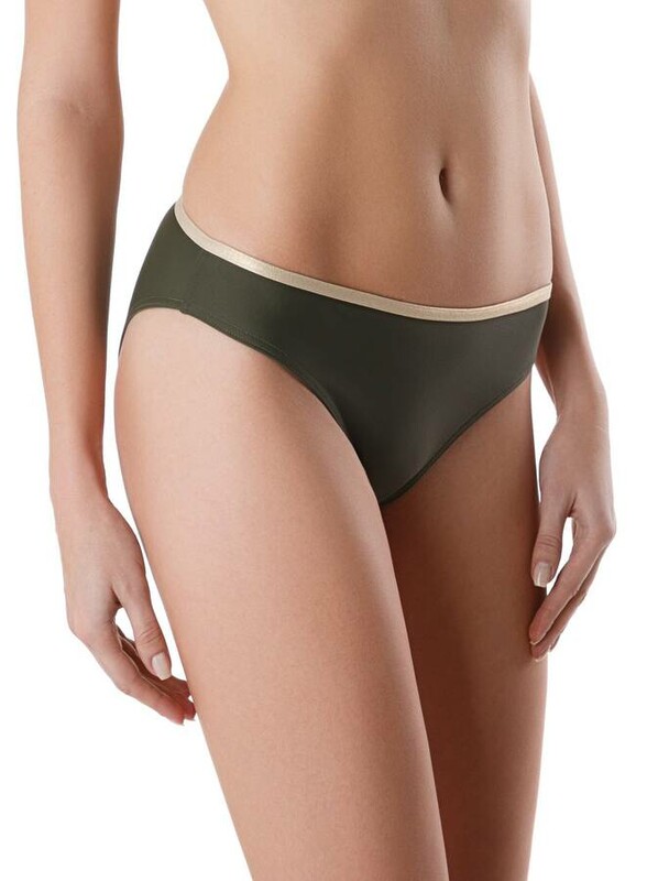 Трусы купальные женские ESLI STYLE 0317 Трусы-бразилиана с эффектной золотой окантовкой 