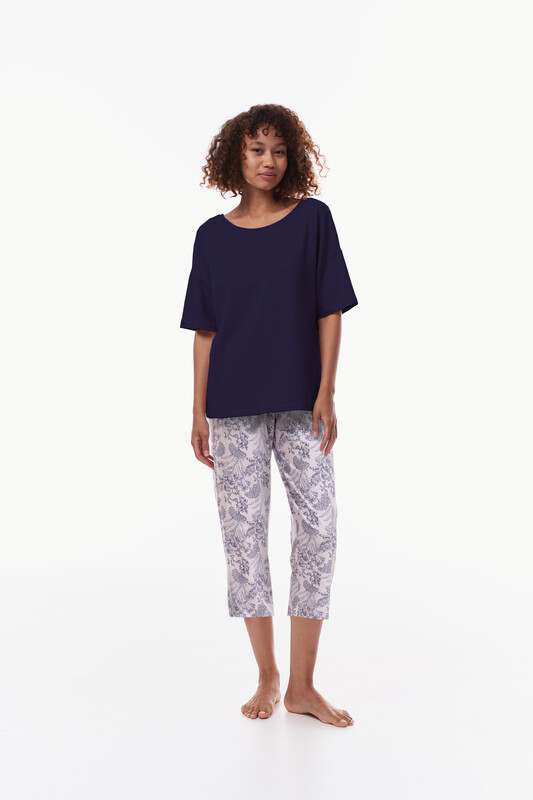 Брюки пижамные укороченные женские Изящный букет
