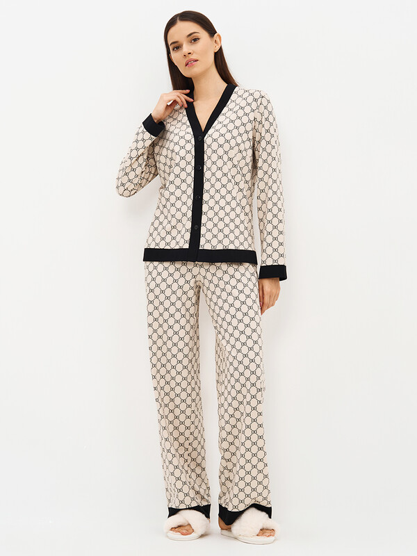 Пижамы Пижамы OmD 0232D ALTA MODA Пижама принт. жен. (Рубашка+Брюки прямые), CO