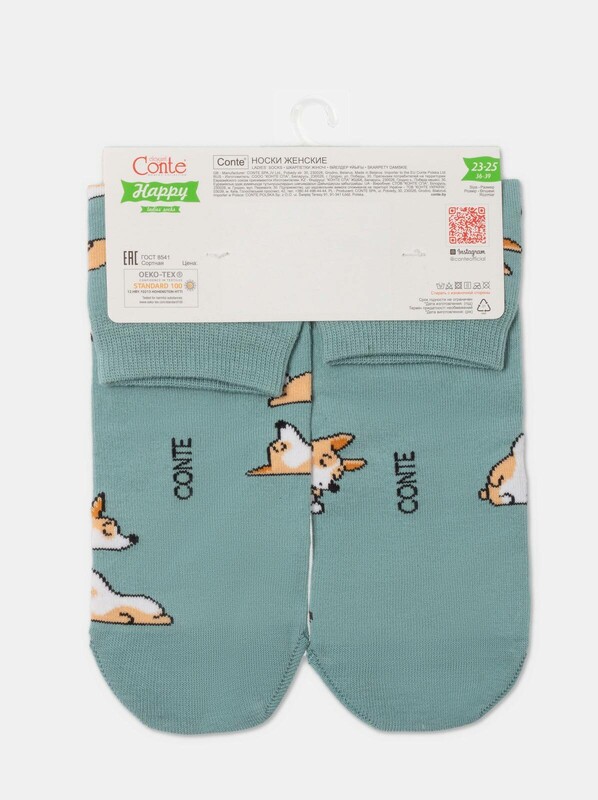 Носки женские CONTE Хлопковые носки с рисунками "corgi"