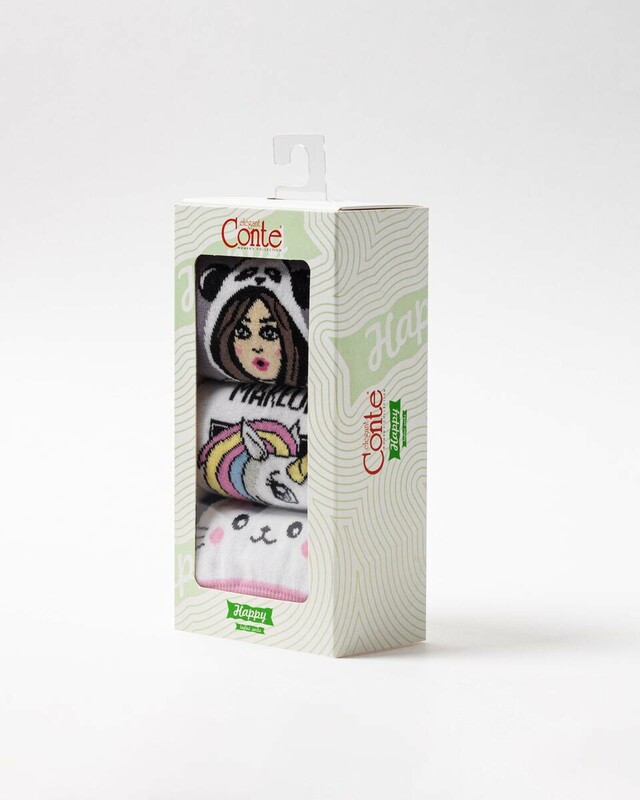 Классические CONTE ELEGANT HAPPY (3 пары в коробке) Хлопковые носки