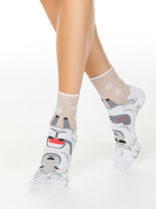 Носки женские CONTE Хлопковые носки HAPPY с рисунками "Овечка и барашек"