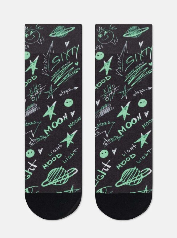 Полиамидные CONTE FANTASY Плотные носки с черным мыском и рисунком «Moon»