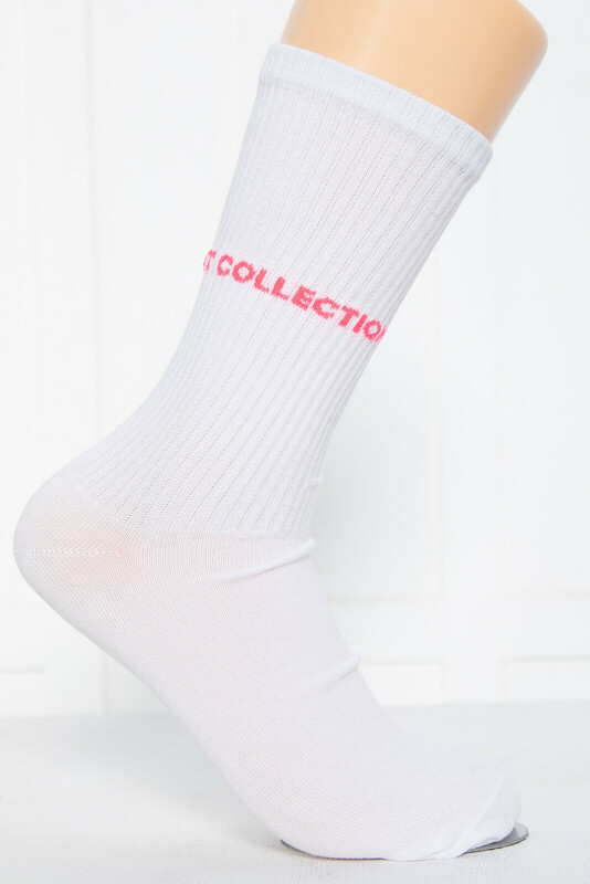 Носки LT Collection (белые/розовая надпись) Н04