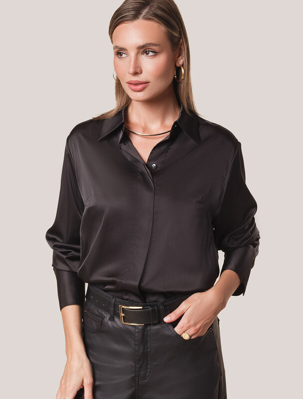 Блузка из сатина с эластаном