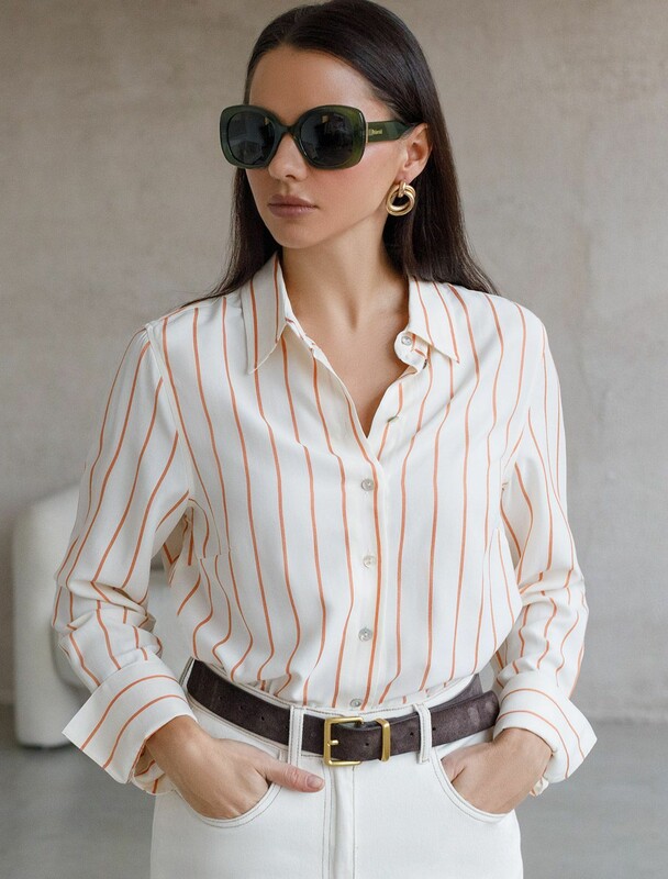 Блузка свободного силуэта в широкую полоску из 100 % хлопка