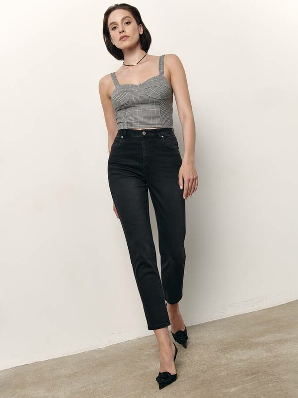 Классические CONTE CON-608 Классические черные джинсы mom с высокой посадкой