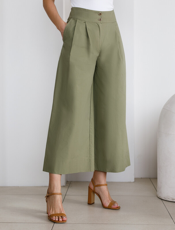 Кюлоты А-силуэта из легкого хлопкового поплина