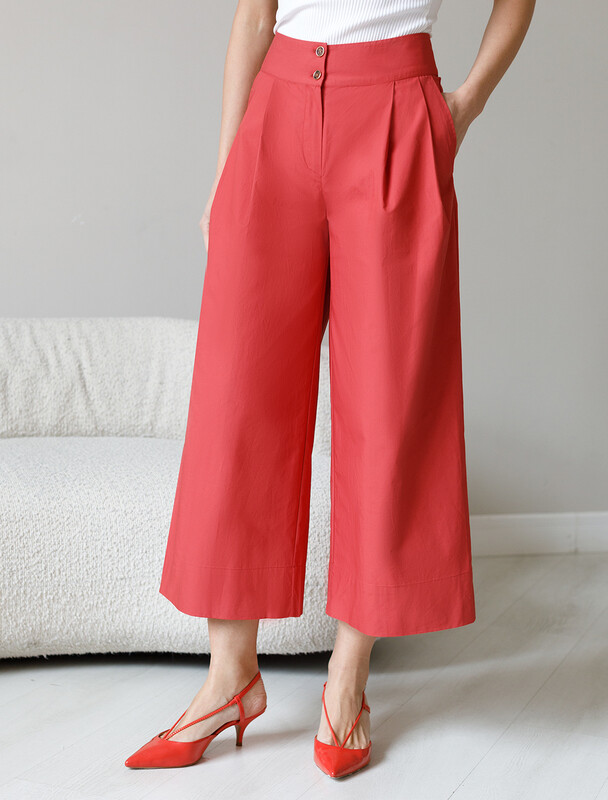 Кюлоты А-силуэта из легкого хлопкового поплина