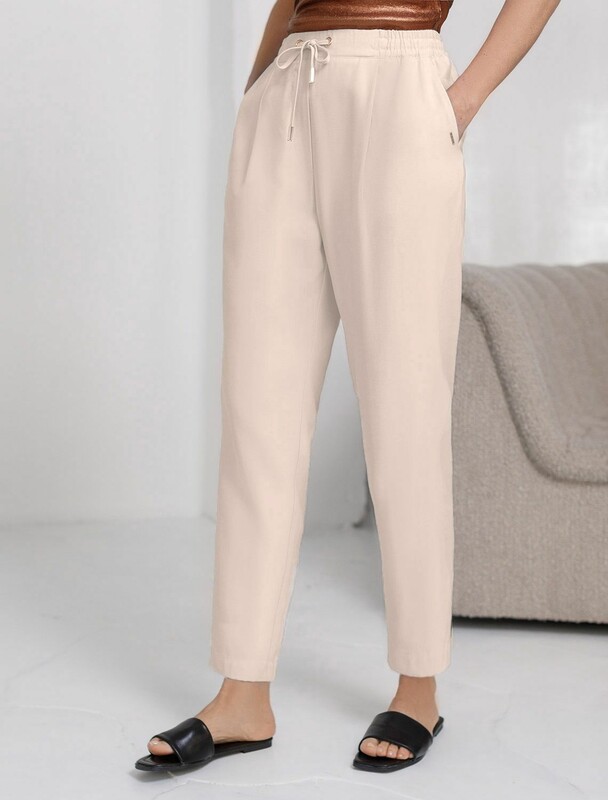 Брюки бананы с поясом на резинке из плотного лиоцелла