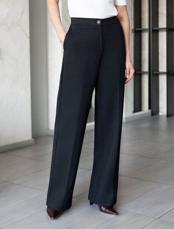 Прямые брюки из джерси на резинке сзади