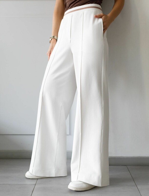 Брюки прямые со стрелками из премиального футера двухнитки с эластаном