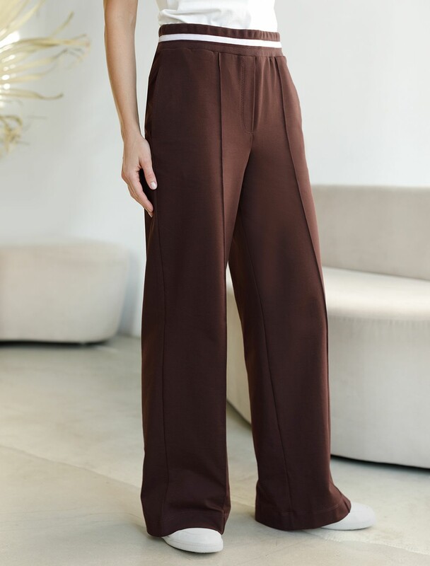 Брюки прямые со стрелками из премиального футера двухнитки с эластаном