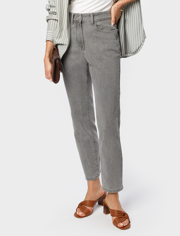 Укороченные джинсы из эластичного денима