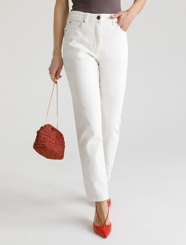 Джинсы mom-fit из эластичного денима