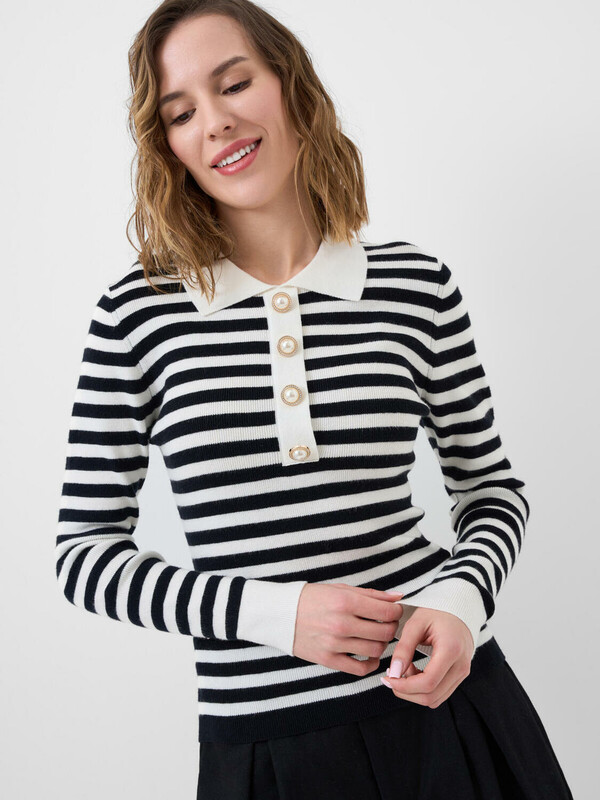 Джемпер трикотажный с воротником поло для женщин