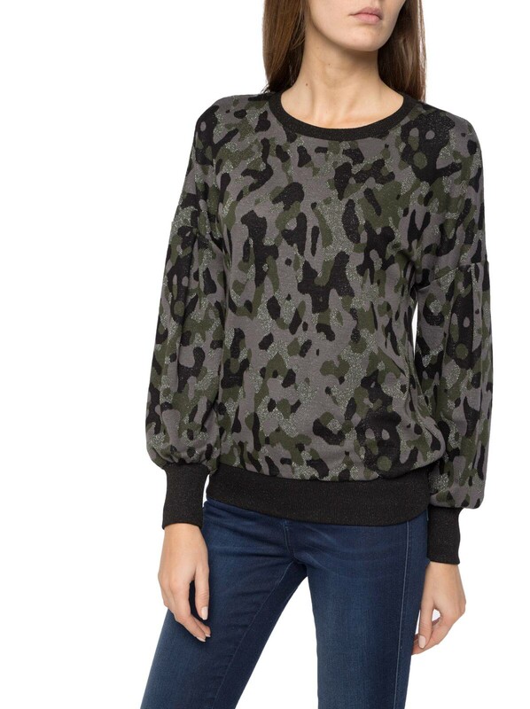 Джемпер женский CONTE Ультрамодный джемпер с принтом "камуфляж" и мерцающим блеском 839