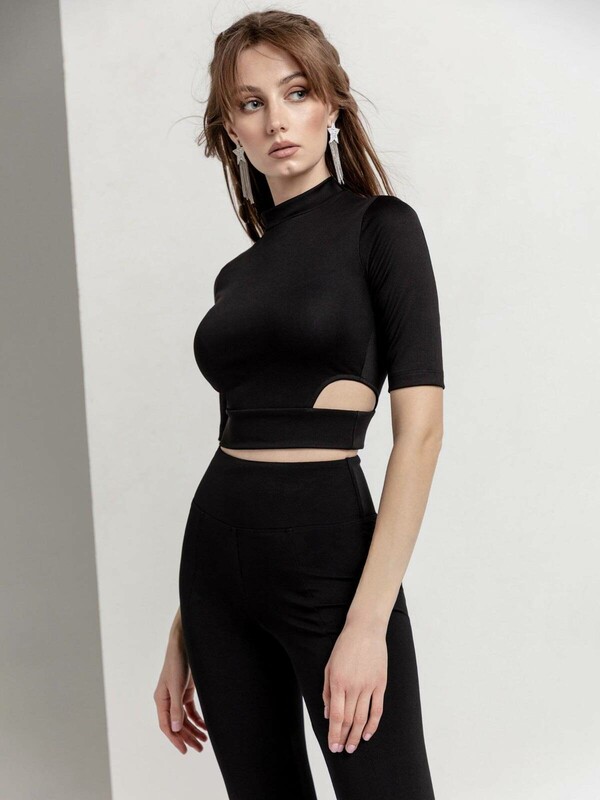 Джемпер женский CONTE Укороченный спортивный топ с фигурными вырезами по бокам LD 1718