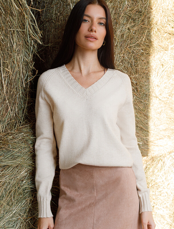 Джемпер с V-вырезом из пряжи с кашемиром