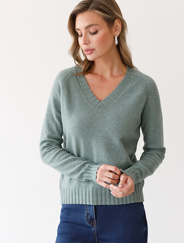 Джемпер с V-вырезом из пряжи с кашемиром
