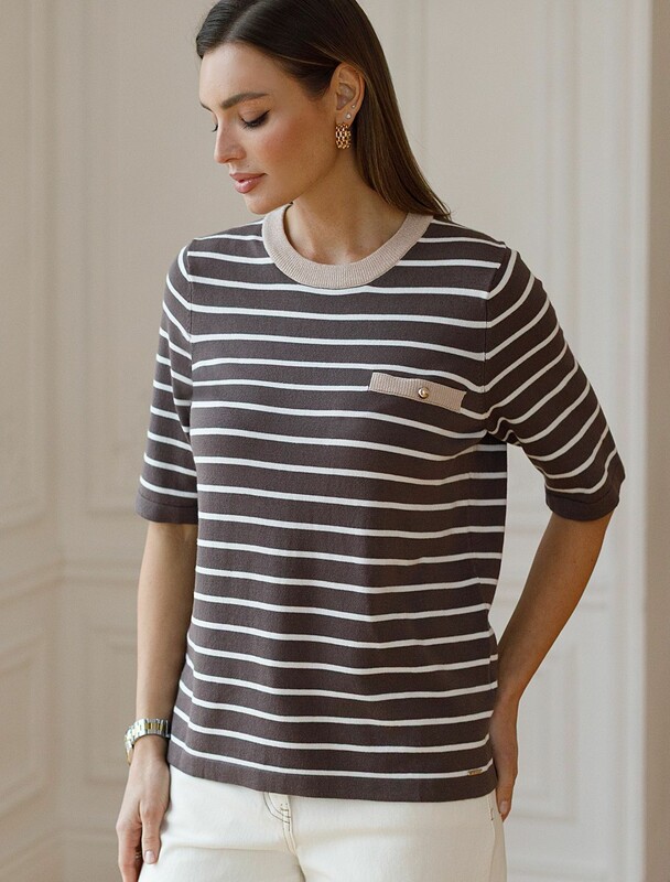 Свободный джемпер в полоску из вискозы с люрексом