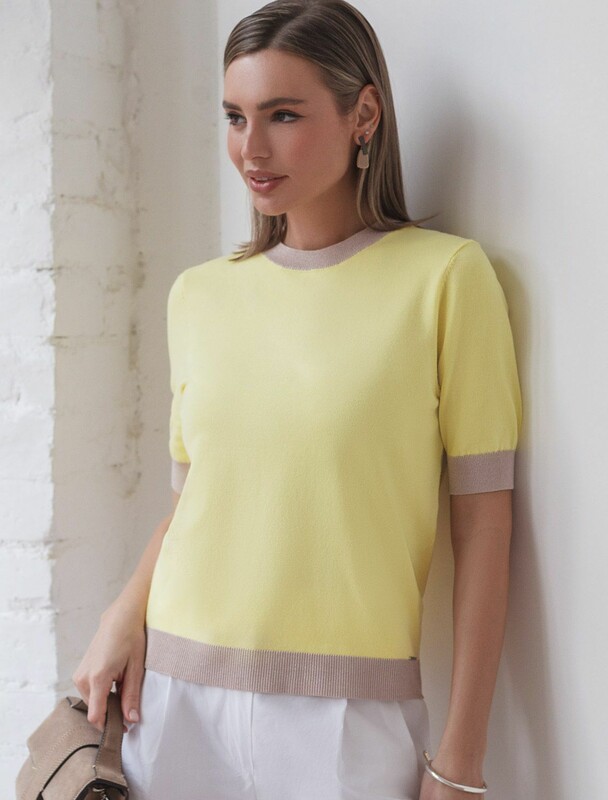 Джемпер с коротким рукавом тонкой вязки из вискозы с люрексом