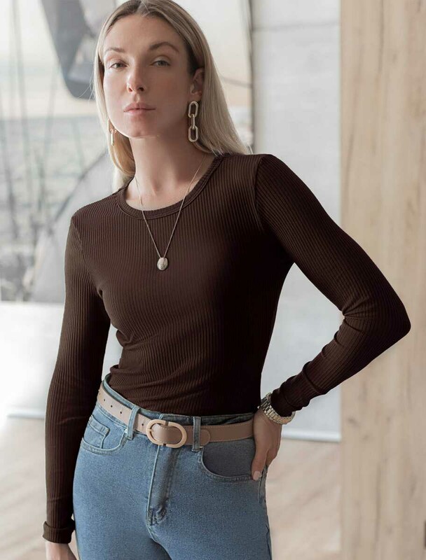 Джемпер из трикотажа в широкий рубчик