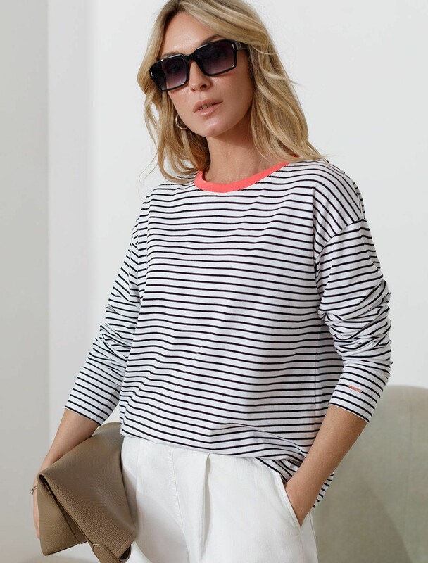 Лонгслив с принтом из премиального хлопка с эластаном