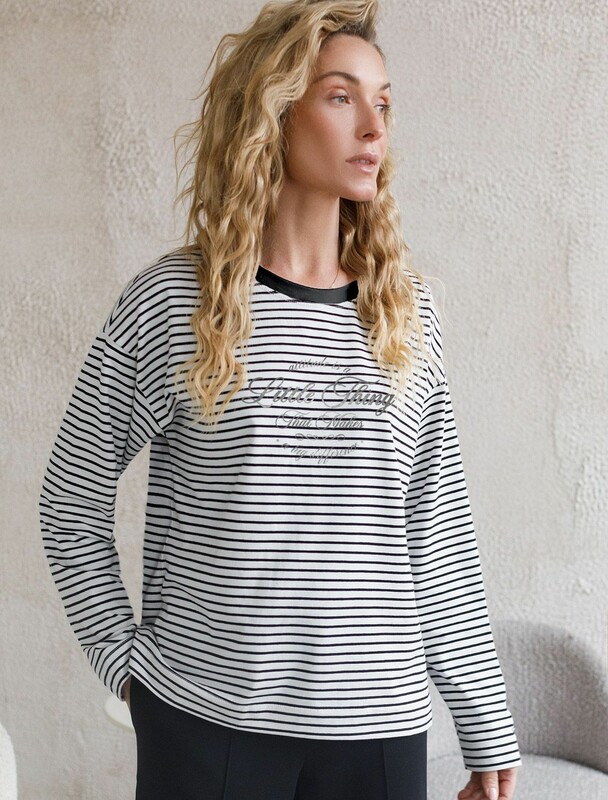 Лонгслив с принтом из премиального хлопка с эластаном